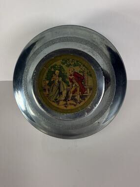 Vintage Coquette Rococo Style Metal Vanity Powder Box Music Box WORKS